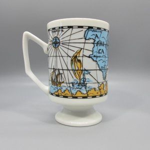 VTG Royal Crown Horizons by Kitty Mug 3380 Nautical Sailing Ship Map